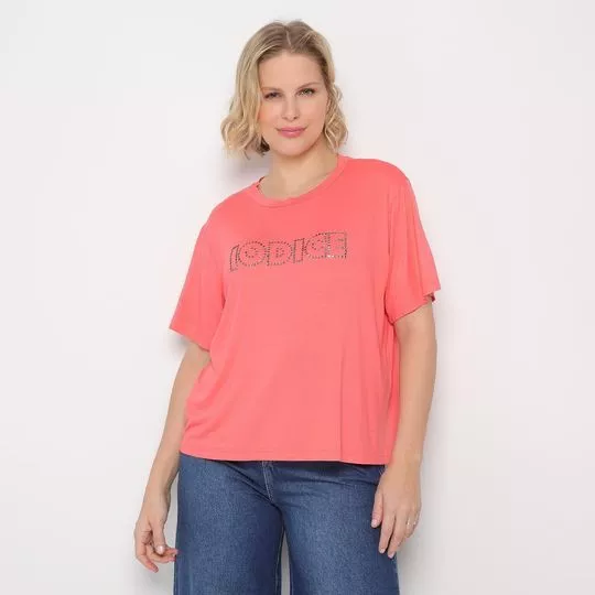 Camiseta Com Termocolantes- Coral & Prateada- Iódice