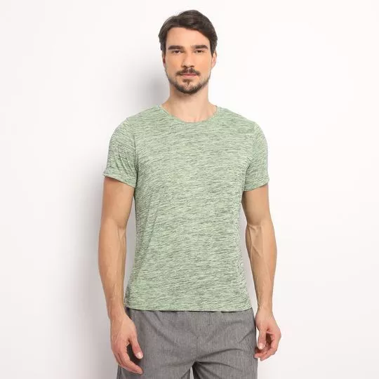 Camiseta Abstrata- Verde Claro & Cinza Escuro- Enfim