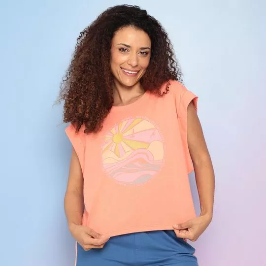 Camiseta Sol- Laranja & Rosa- Malwee