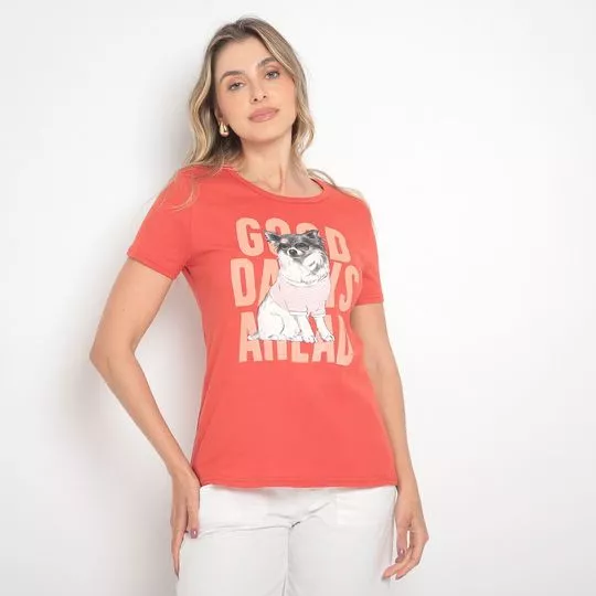 Blusa Cachorro- Vermelha & Branca- Malwee