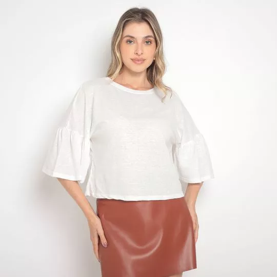 Blusa Em Botonê- Branca- Malwee