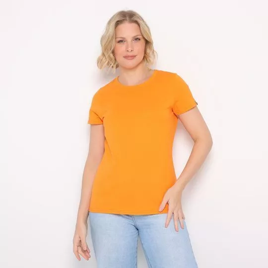 Camiseta Com Recortes- Laranja- Enfim