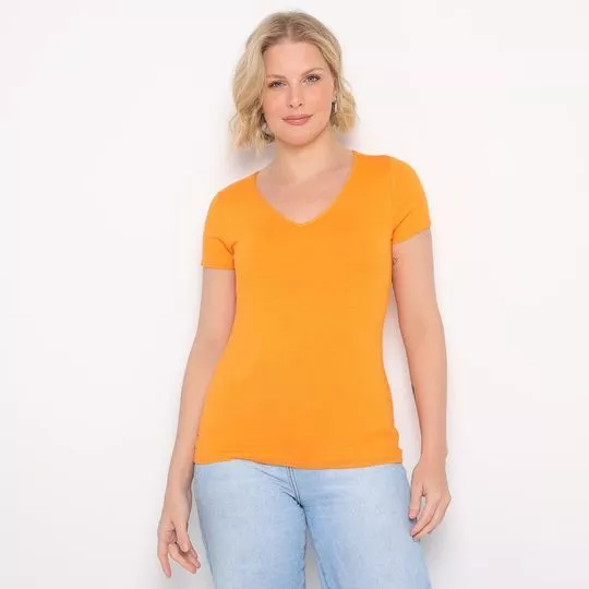 Camiseta Com Tag- Laranja- Enfim