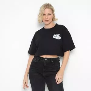 Cropped Com Inscrições<BR>- Preto & Branco<BR>- Enfim