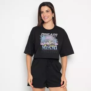 Cropped Com Inscrição<BR>- Preto<BR>- Enfim