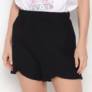 Short Com Recortes<BR>- Preto<BR>- Enfim