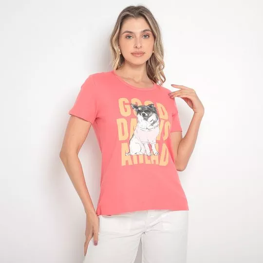 Blusa Cachorro- Coral & Laranja- Malwee