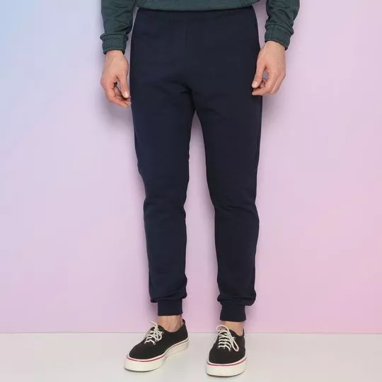 Calça Jogger Com Bolsos- Azul Marinho- Diametro