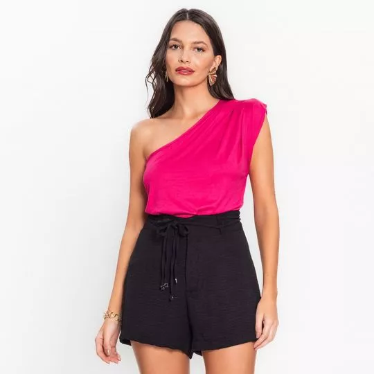 Blusa Ombro Único Com Pregas- Pink- Endless