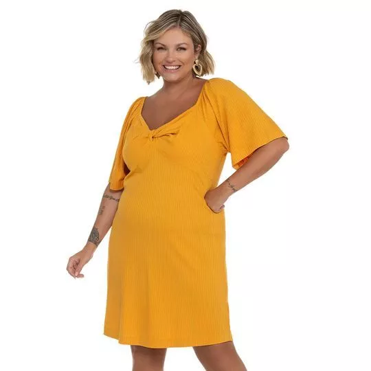 Vestido Curto Canelado- Amarelo- Secret Glam