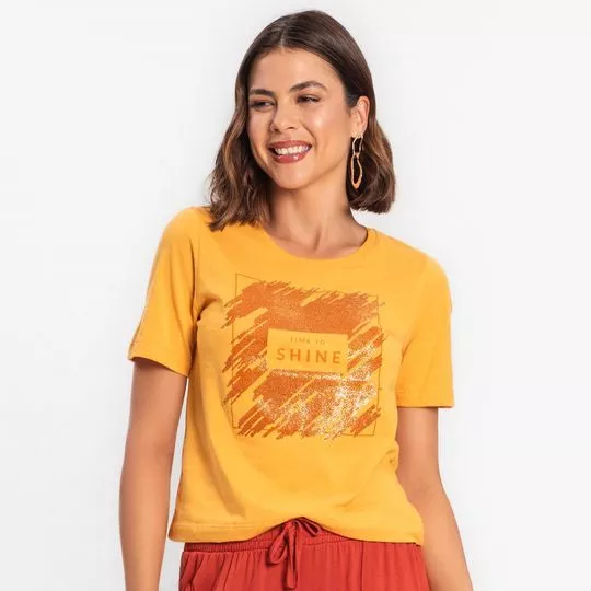 Camiseta Com Brilhos- Laranja & Laranja Escuro- Rovitex