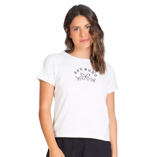 Camiseta Bad Mood- Branca & Preta- Rovitex