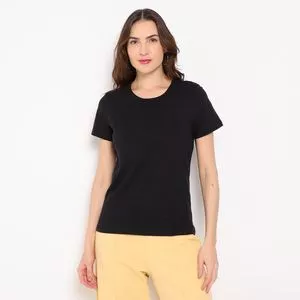 Camiseta Básica<BR>- Preta<BR>- Hering
