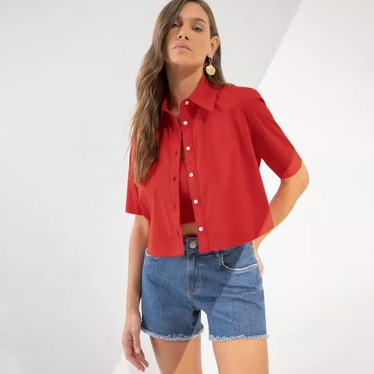 Camisa Cropped Lisa- Vermelha