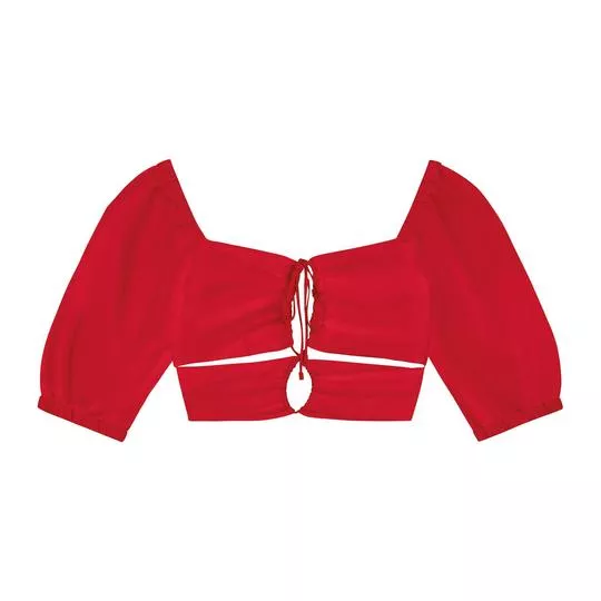 Cropped Com Amarração- Vermelho Escuro