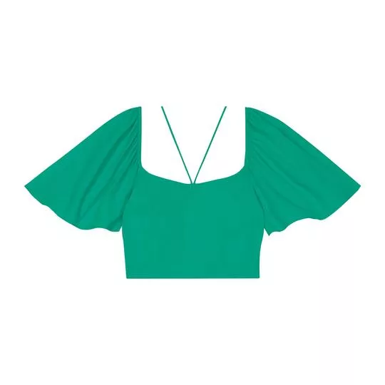 Blusa Com Amarração- Verde Água