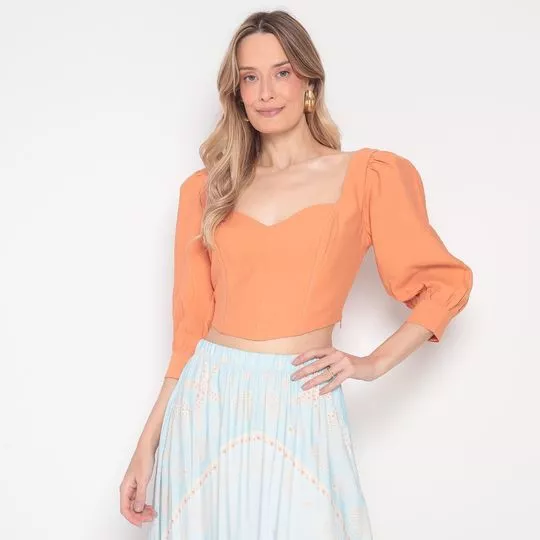 Cropped Com Recortes- Laranja