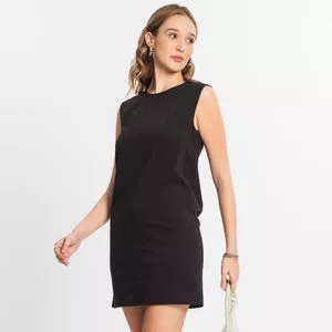 Vestido Curto Com Recortes<BR>- Preto<BR>- Select