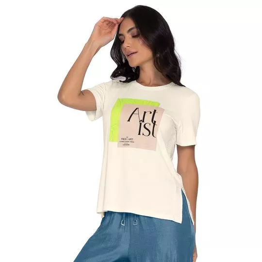 Camiseta Arte- Off White & Verde Limão- Rovitex