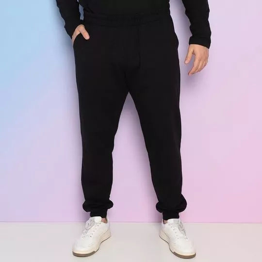 Calça Jogger Com Bolsos- Preta- Diametro