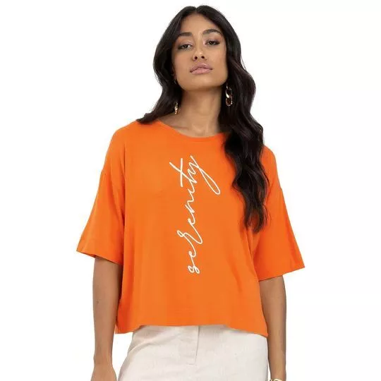 Blusa Com Inscrição- Laranja & Branca- Endless