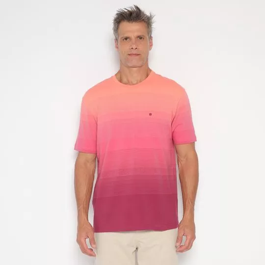 Camiseta Listrada- Salmão & Rosa Escuro