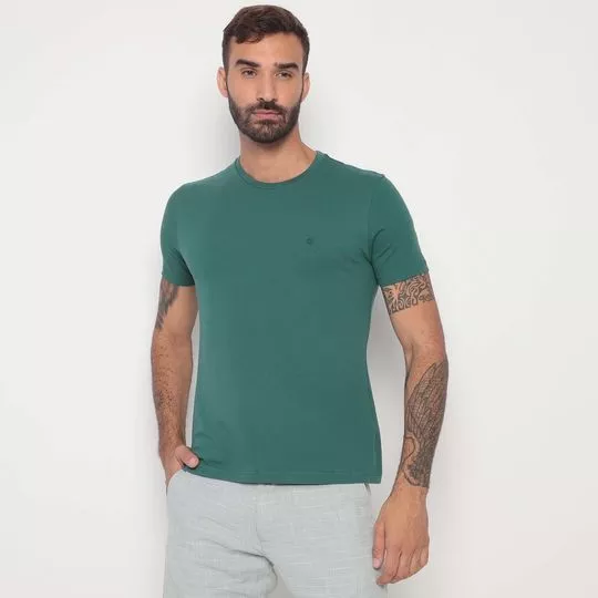 Camiseta Com Bordado- Verde Escuro