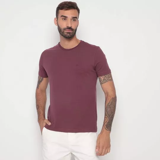 Camiseta Com Bordado- Vinho