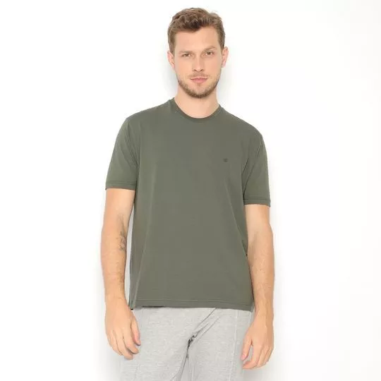 Camiseta Com Bordado- Verde Militar