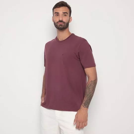 Camiseta Com Bordado- Vinho