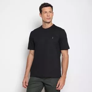 Camiseta Básica Com Bordado<BR>- Preta