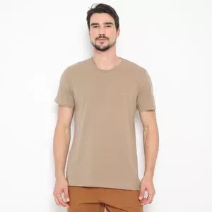 Camiseta Estonada<BR>- Marrom Claro