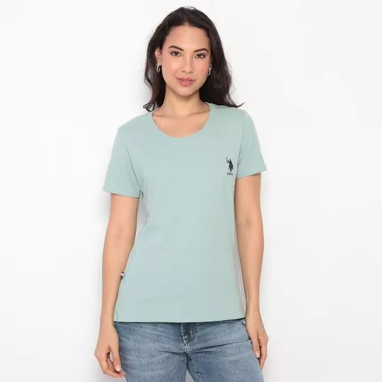 Camiseta Com Bordado- Verde Claro