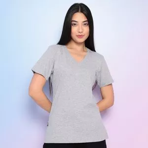 Camiseta Em Mescla<BR>- Cinza Claro