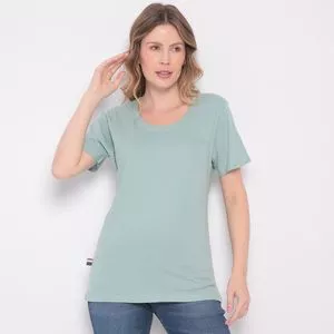 Camiseta Com Termocolantes<BR>- Verde Claro & Prateada