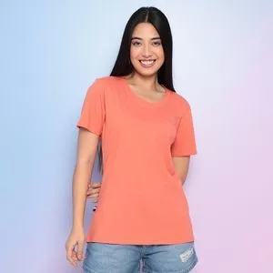 Camiseta Com Termocolantes<BR>- Coral