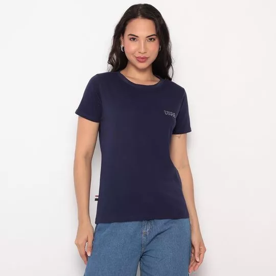 Camiseta Com Termocolantes- Azul Marinho