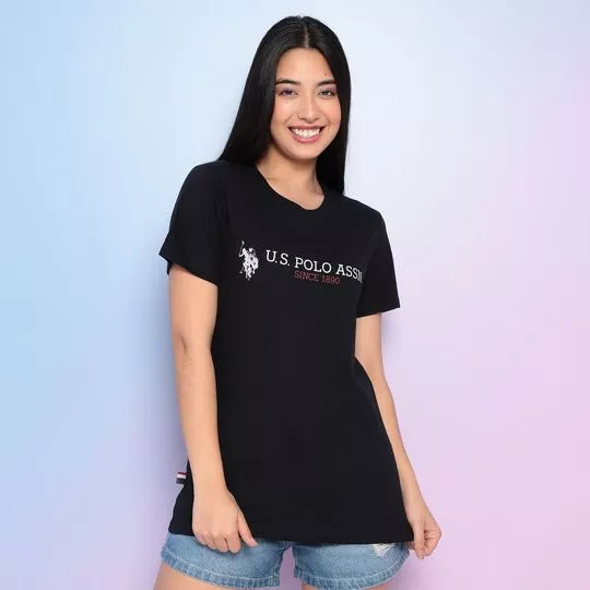 Camiseta Com Inscrições- Preta & Branca