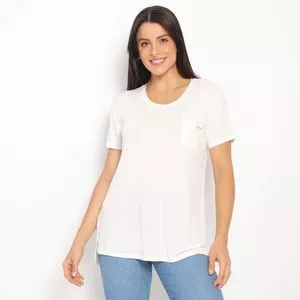 Blusa Com Bolso<BR>- Off White