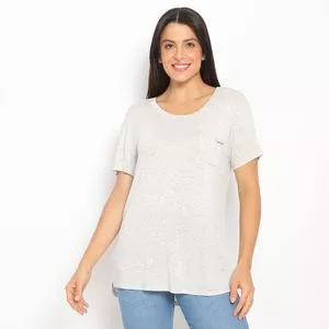 Blusa Com Bolso<BR>- Cinza Claro