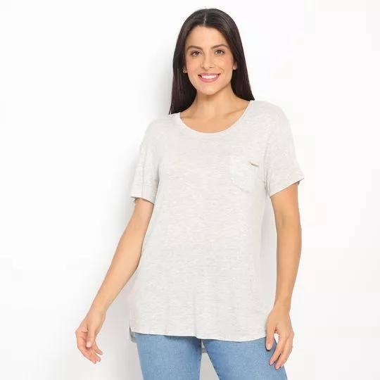 Blusa Com Bolso- Cinza Claro