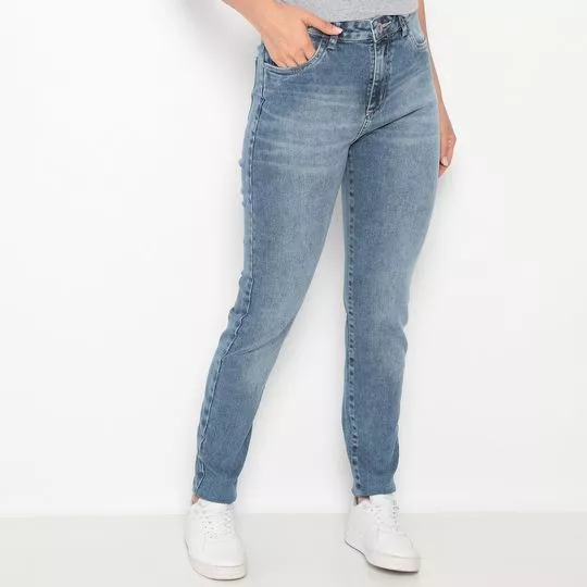 Calça Jeans Skinny Estonada- Azul