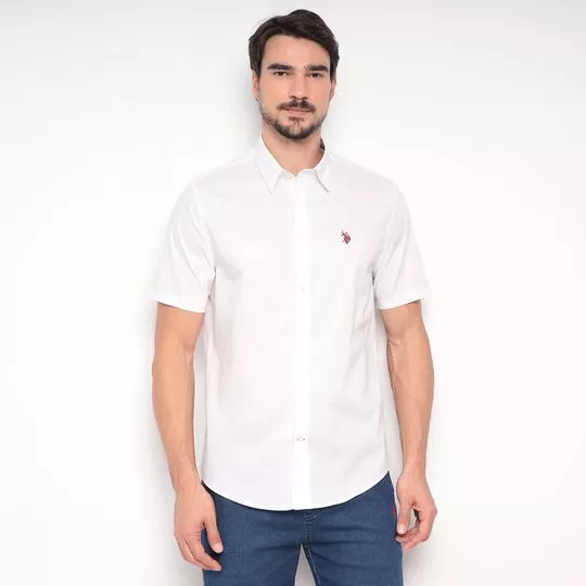 Camisa Regular Fit Com Bordado- Branca