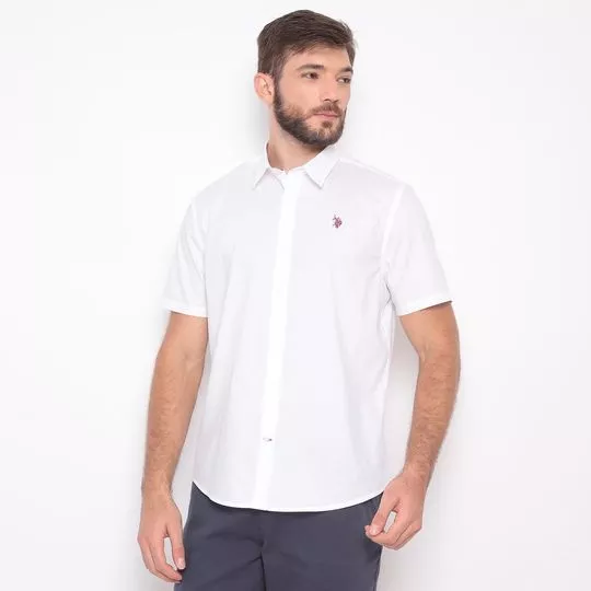 Camisa Regular Fit Com Bordado- Branca