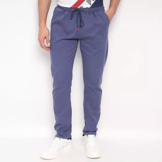 Calça Jogger Em Sarja- Azul Marinho