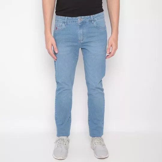 Calça Jeans Skinny Com Bolsos- Azul