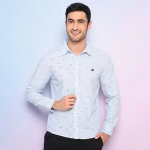 Camisa Aviões<BR>- Azul Claro & Branca