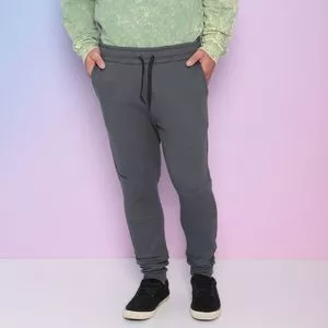 Calça Jogger Em Moletom<BR>- Cinza Escuro