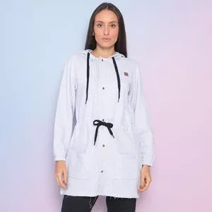 Casaco Com Amarração<BR>- Off White & Preto