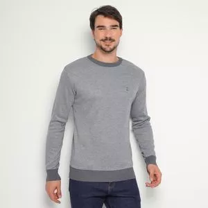 Suéter Em Jacquard<BR>- Cinza